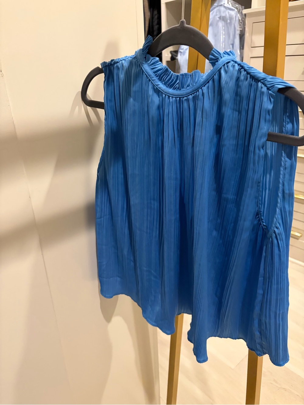 Zara Bright Cobalt Pleated Sleeveless Top